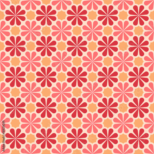 Vector colored seamless geometric pattern in red, yellow and pink. For printing on textiles, glass, ceramics.