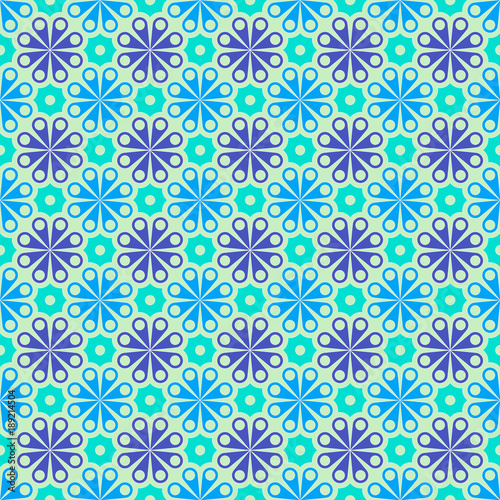 Vector colored geometric seamless pattern in blue, Indigo and violet. For printing on textiles, glass, ceramics. © HENADZ