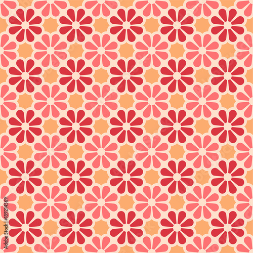 Vector colored seamless geometric pattern in red, yellow and pink. For printing on textiles, glass, ceramics.