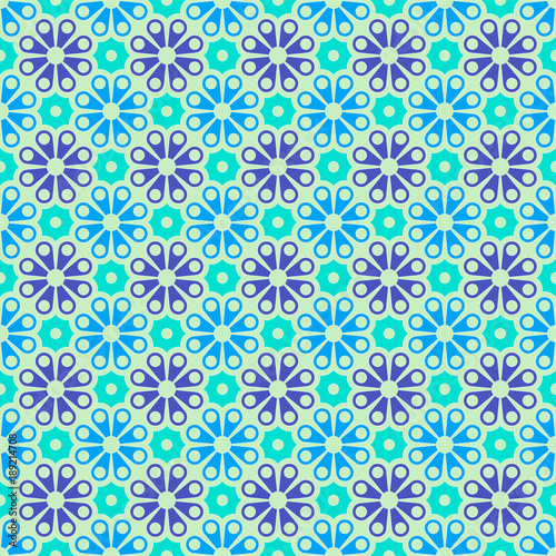 Vector colored geometric seamless pattern in blue, Indigo and violet. For printing on textiles, glass, ceramics.