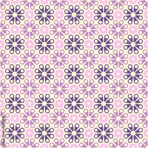 Colored geometric vector seamless pattern in purple and pink tones. For printing on textiles, glass, ceramics.