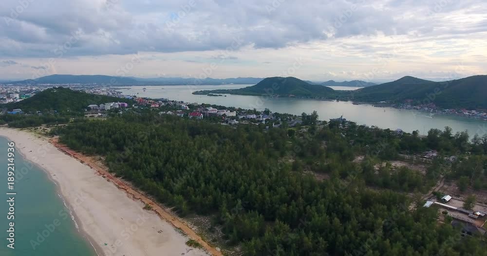 4k aerial movie of the beach and tree nearby the coastline, thailand 4k aerial movie of the beach and tree nearby the coastline, thailand
