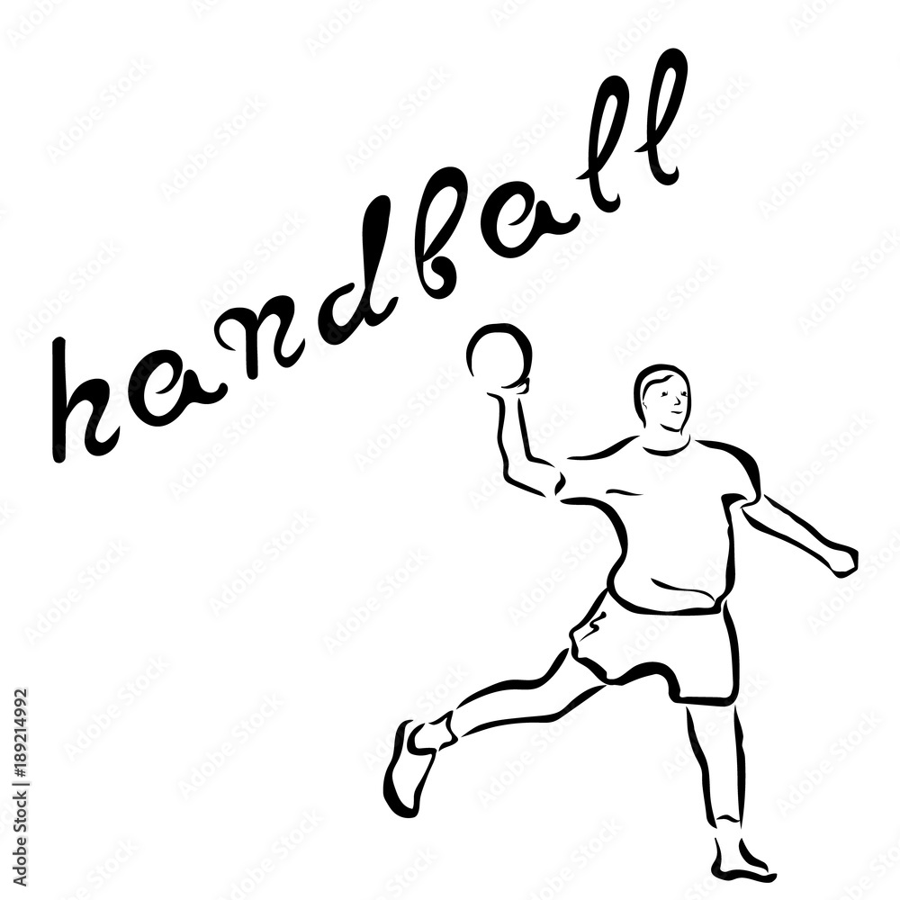 Man play handball vector images in minimal linear style isolated on white. Emblem for sports shop, diploma, trophies, competitions. Label for shirt. Retro style sign. Summer holiday outdoors. Man play handball vector images in minimal linear style isolated on white. Emblem for sports shop, diploma, trophies, competitions. Label for shirt. Retro style sign. Summer holiday outdoors.