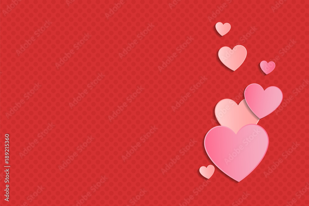 Background with hearts and copyspace. Valentine's Day, Women's Day and Mother's Day. Vector.