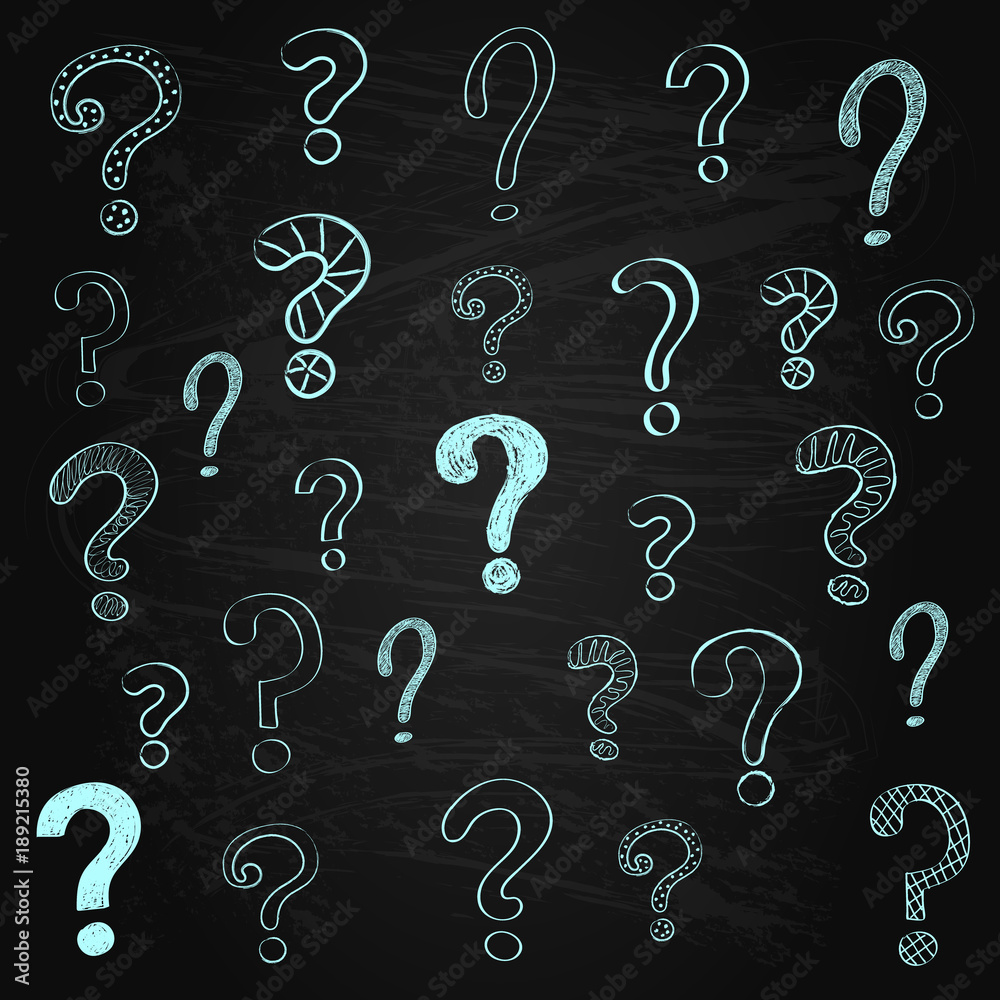 Sketchy question marks on blackboard. Vector. Sketchy question marks on blackboard. Vector.