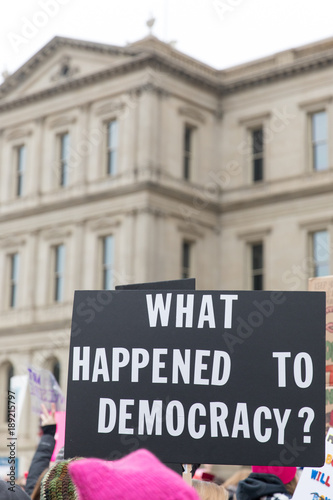 Signs from the Women's March January 2018 in Lansing, Michigan photo