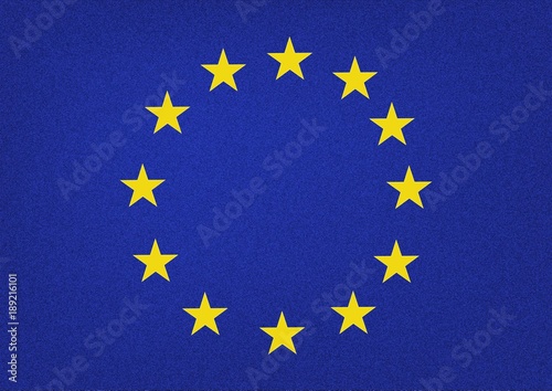 Flag of the European Union. Twelve yellow stars on a blue textured background. Vector illustration.