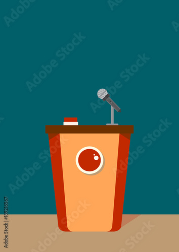 Quiz game with button. Colorful flat cartoon vector illustration.Quiz brainy game.