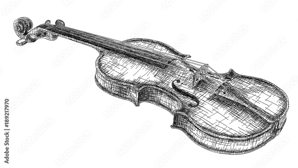 Fototapeta Wektorowy ilustracyjny rysunek skrzypce.