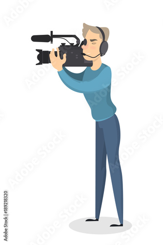 Isolated man with camera