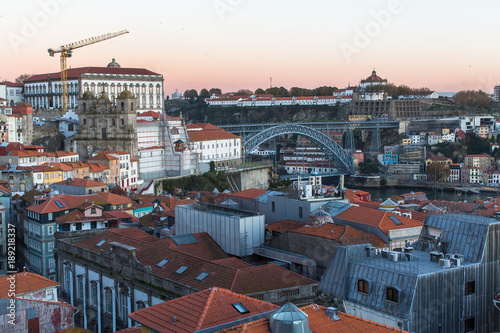 Bird's-eye view of old Porto, Portugal..