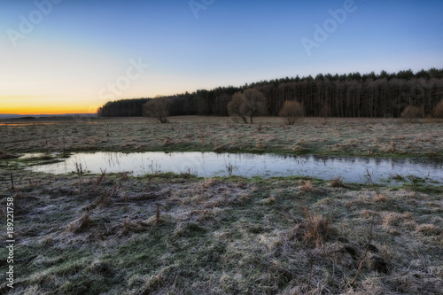 spring morning. dawn near a picturesque river