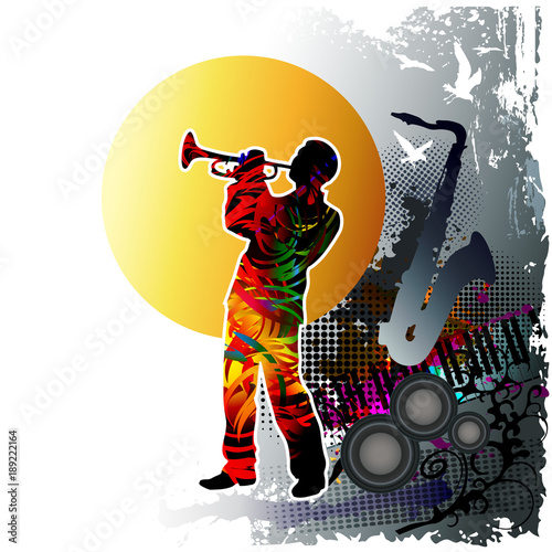 Trumpet player. Colorful vector illustration © Arija
