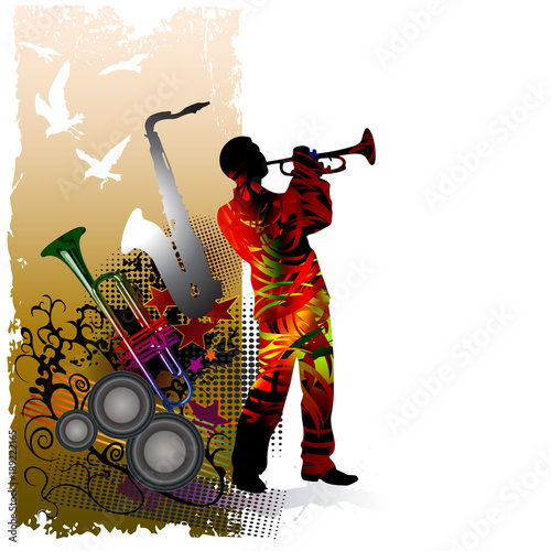 Trumpet player. Colorful vector illustration