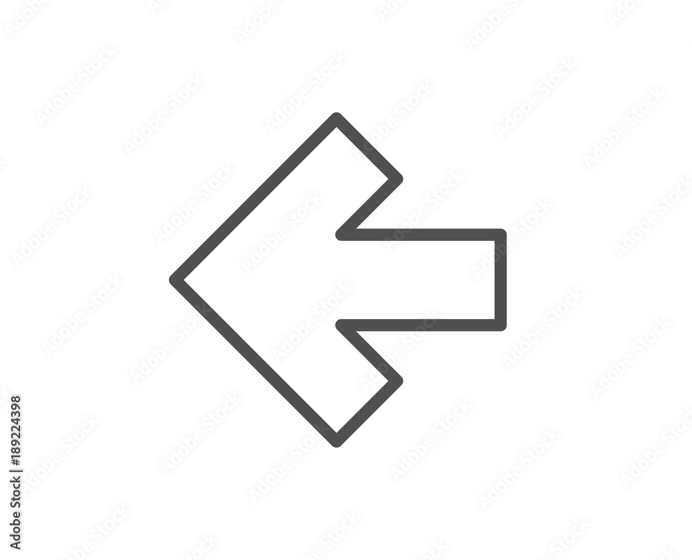 Left arrow line icon. Direction Arrowhead symbol. Navigation pointer sign.  Quality design element. Editable stroke. Vector Stock Vector | Adobe Stock