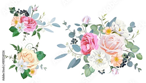 3 bouquets for decoration greeting cards