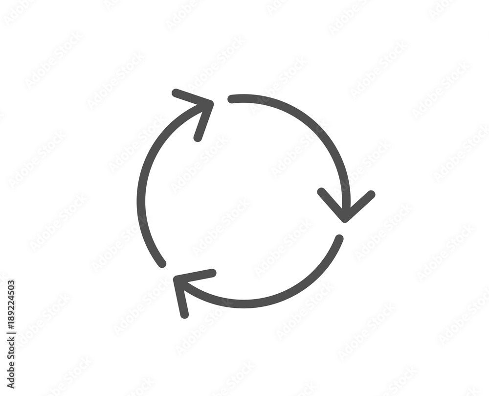 Recycle arrow line icon. Recycling waste symbol. Reduce and Reuse sign. Quality design element. Editable stroke. Vector Recycle arrow line icon. Recycling waste symbol. Reduce and Reuse sign. Quality design element. Editable stroke. Vector