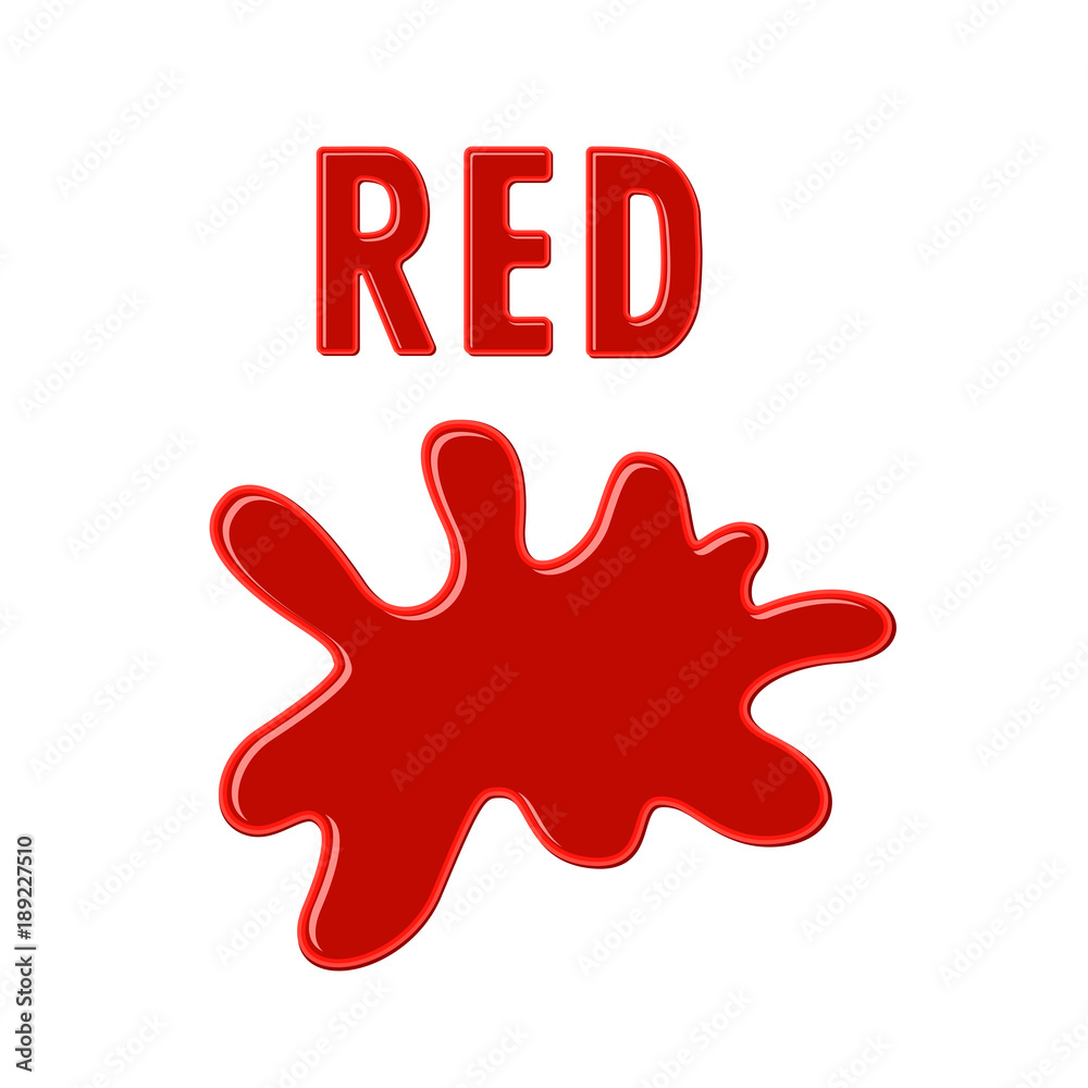 Panter rotation Forbedring Sign "RED" and red paint blot on white background. Color ink drop. Cartoon  vector illustration Stock ベクター | Adobe Stock
