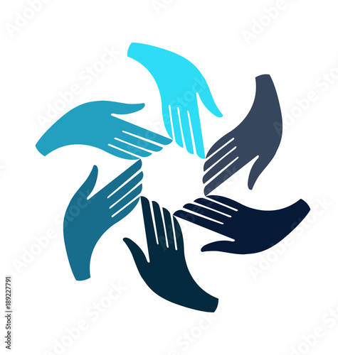 Teamwork helping hand vector