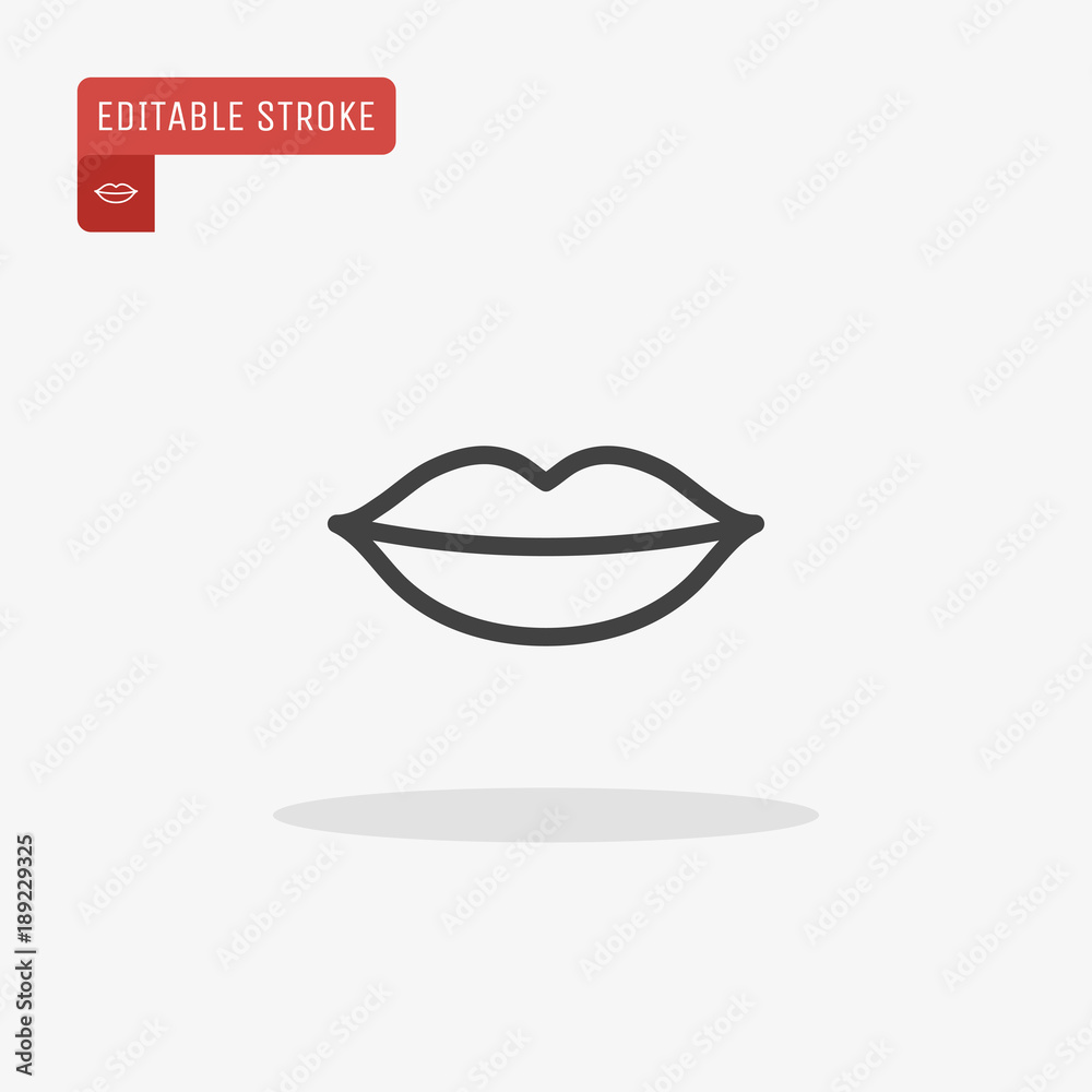 Outline Lips icon isolated on grey background. Line Mouth symbol for website design, mobile application, ui. Editable stroke. Vector illustration. Eps10. Outline Lips icon isolated on grey background. Line Mouth symbol for website design, mobile application, ui. Editable stroke. Vector illustration. Eps10.