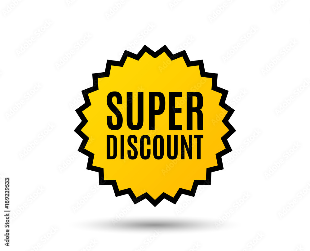 Super discount symbol. Sale sign. Advertising Discounts symbol. Star button. Graphic design element. Vector Super discount symbol. Sale sign. Advertising Discounts symbol. Star button. Graphic design element. Vector