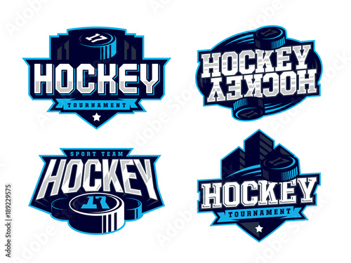 Modern professional hockey logo set for sport team