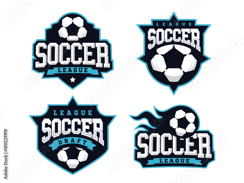 Modern professional soccer logo set for sport team