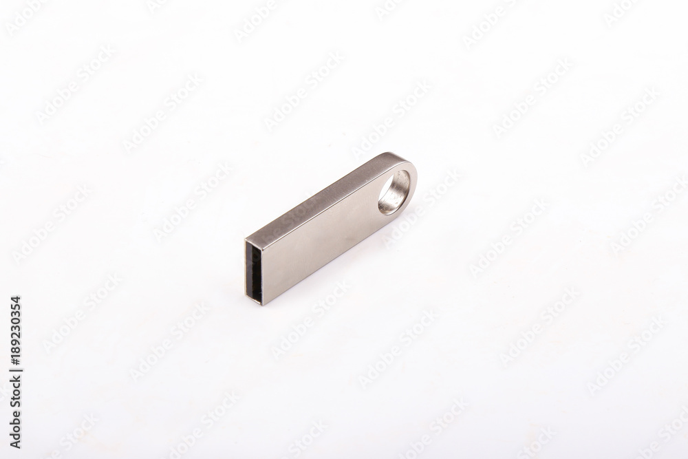 Silver usb flash drive, flash card isolated on white background Silver usb flash drive, flash card isolated on white background