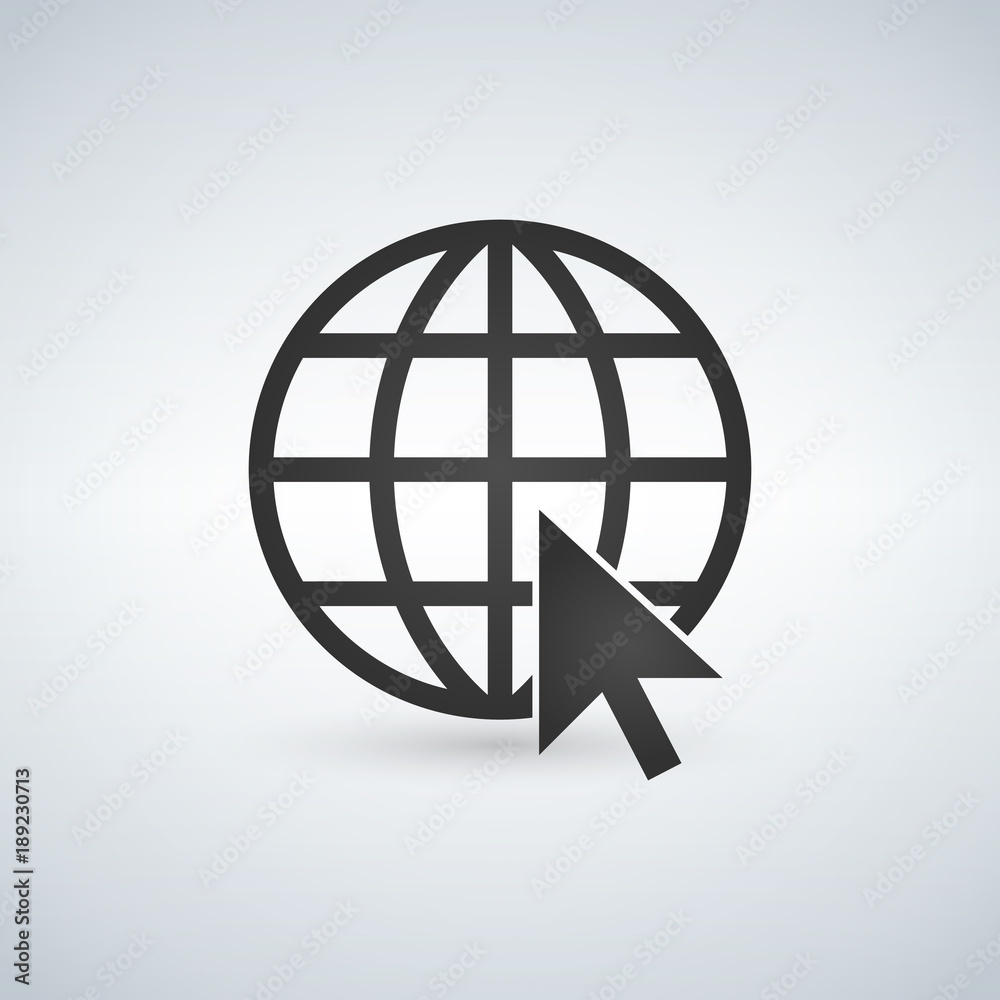 Internet icon.Go to web sign. Internet symbol. Globe and cursor. Internet icon.Go to web sign. Internet symbol. Globe and cursor.