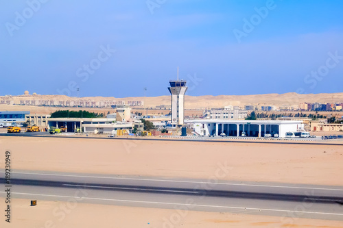 International Hurghada airport with communication tower in Egypt Africa