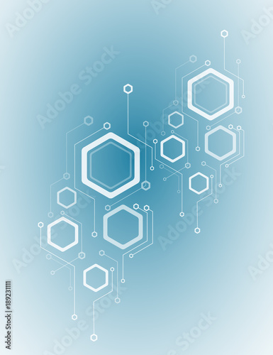 Minimal design, hexagonal structure of chemistry. Abstract background Geometric element.