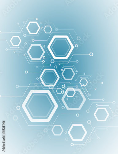 Minimal design, hexagonal structure of chemistry. Abstract background Geometric element.
