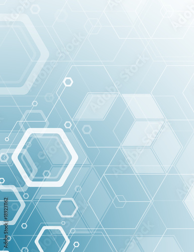 Minimal design, hexagonal structure of chemistry. Abstract background Geometric element.