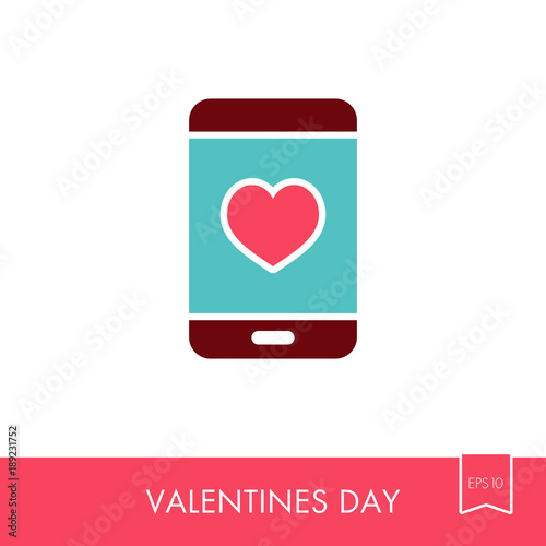 Heart smartphone icon, romantic telephone call