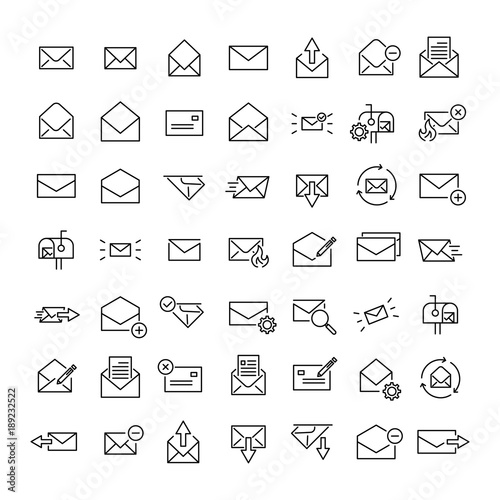 Set of premium letter icons in line style.