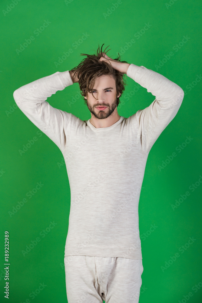 Insomnia, energy, single with uncombed hair. Insomnia, energy, single with uncombed hair.