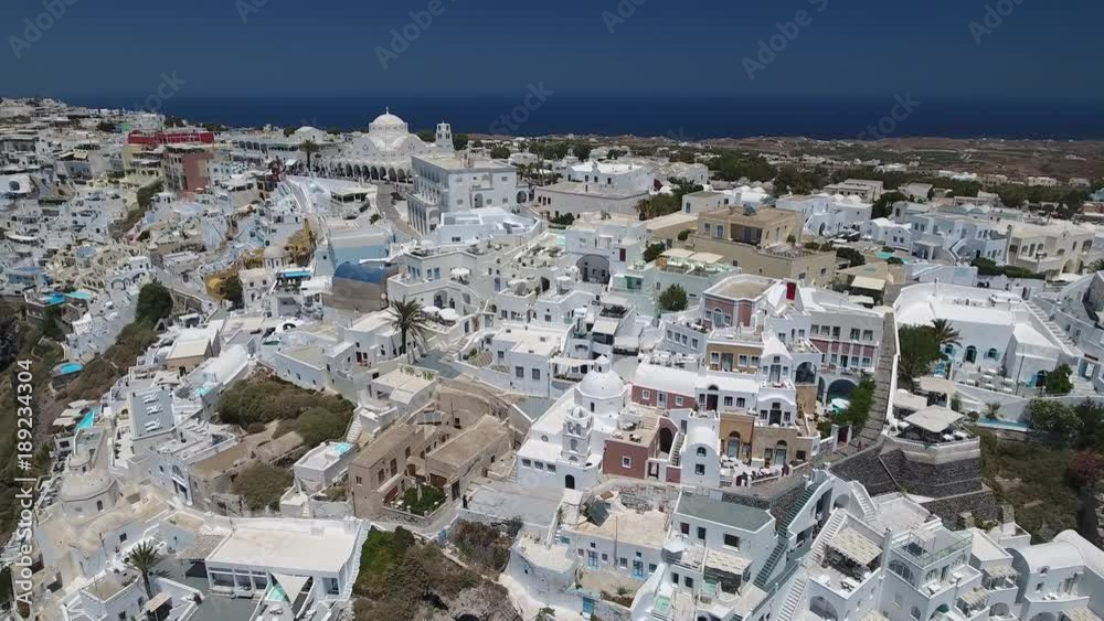4K Drone Shot Of The Sunny City Of Fira On Santorini Island 4K Drone Shot Of The Sunny City Of Fira On Santorini Island