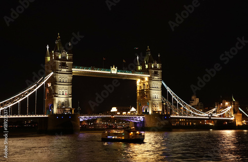 Tower Bridge by night, London, UK, Europe