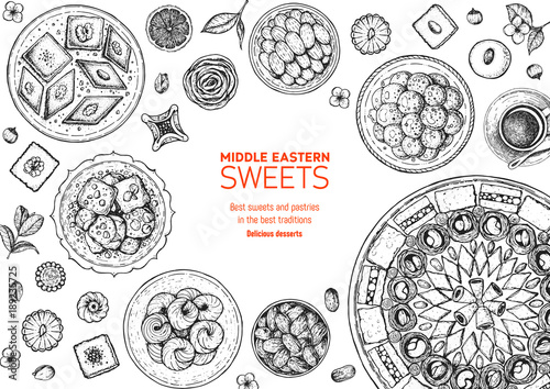 Fotografie, Obraz Oriental sweets vector illustration