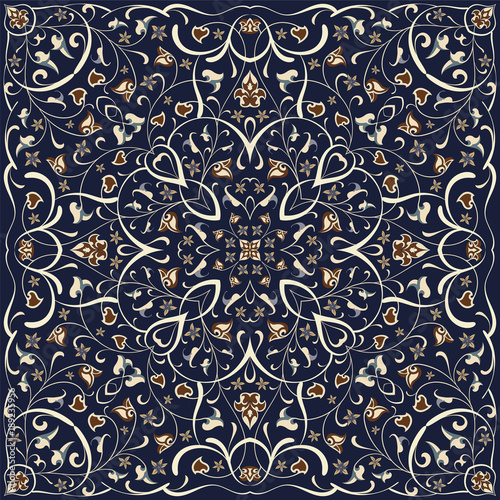 Wallpaper Mural Square pattern for the silk scarf, scarf, printing factory, carpet. Arabic classic style. Vector illustration. Torontodigital.ca