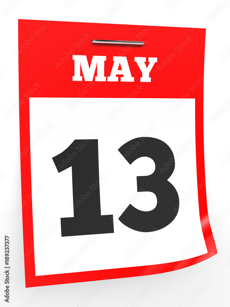 May 13. Calendar on white background. May 13. Calendar on white background.