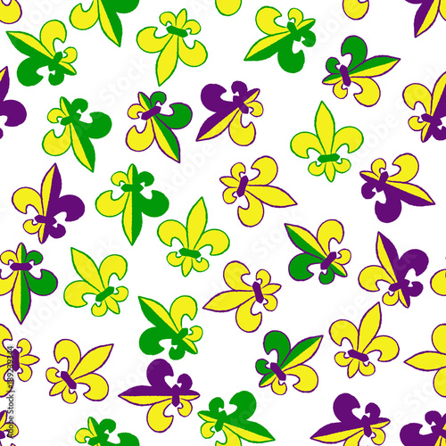 Mardi Gras carnival set, masquerade vector seamless pattern