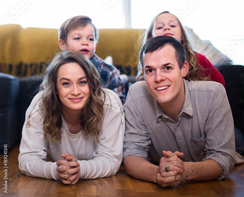 parents and positive children happy to spend time at home