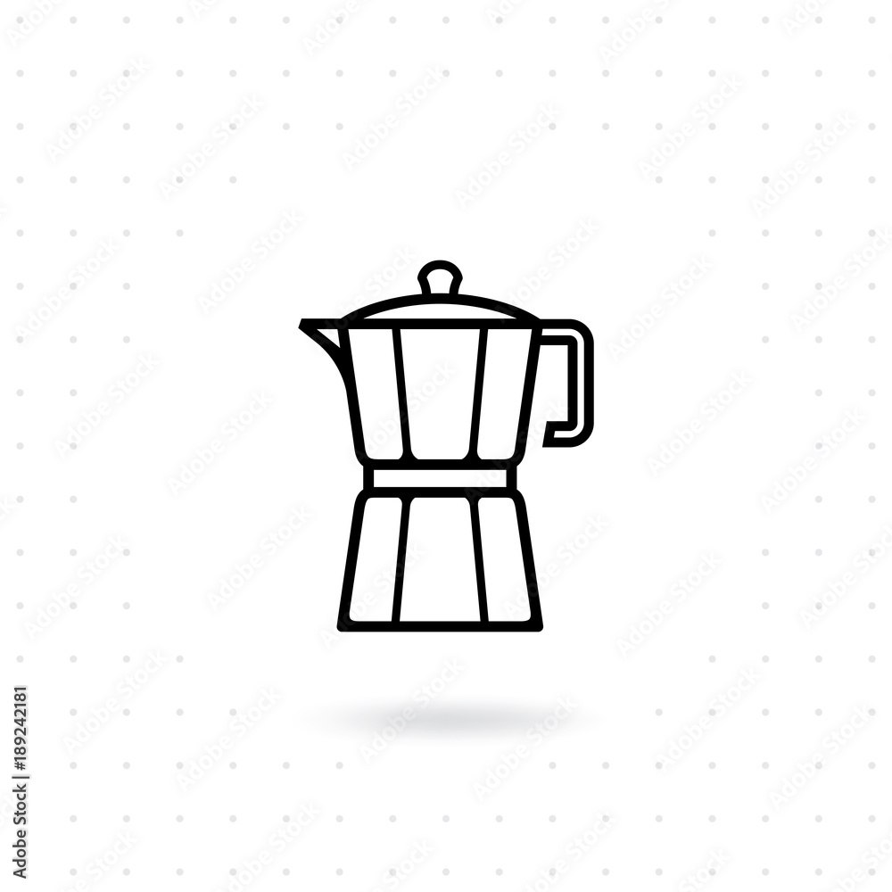 Moka pot icon. Coffee maker vector illustration. Moka pot icon in line  style design. Flat coffee maker icon on white background. Italian coffee  maker Stock Vector | Adobe Stock
