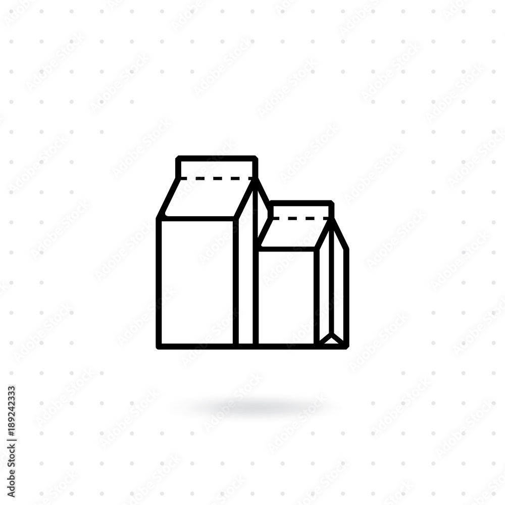 Paper bag icon. Vector paper bag in line design style. Coffee, tea, salt, sugar bag icon illustration. Coffee packet, Foil paper bag package of coffee, tea. Paper bag isolated on white background Paper bag icon. Vector paper bag in line design style. Coffee, tea, salt, sugar bag icon illustration. Coffee packet, Foil paper bag package of coffee, tea. Paper bag isolated on white background