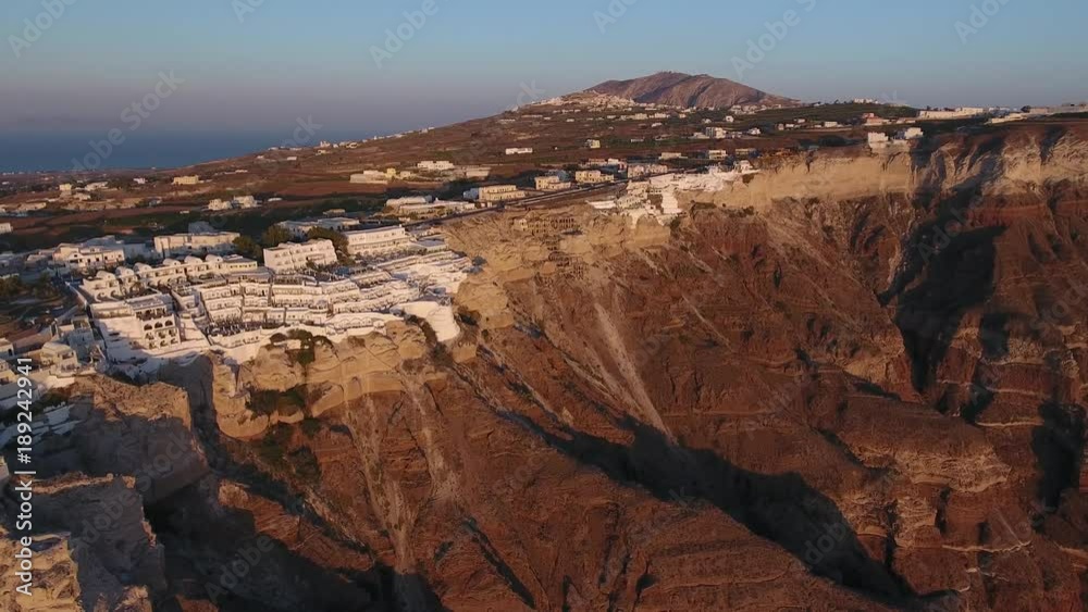 4K Drone Shot Of Santorini Island At Sunset