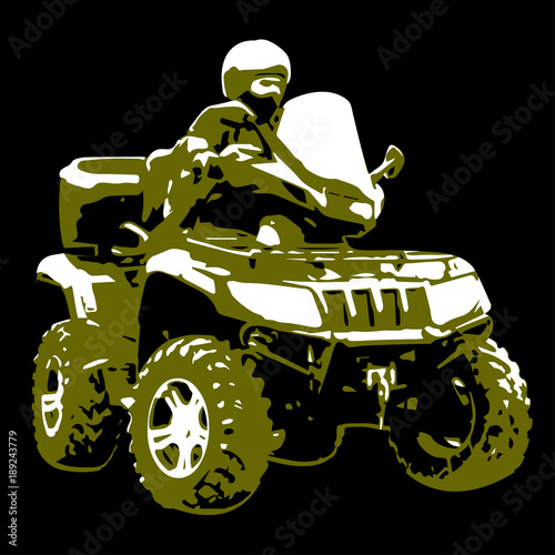Artwork of a man on ATV.