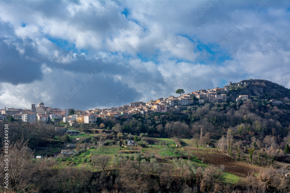 Horizontal View of The City of Rotonda on Cloudy Sky Background.