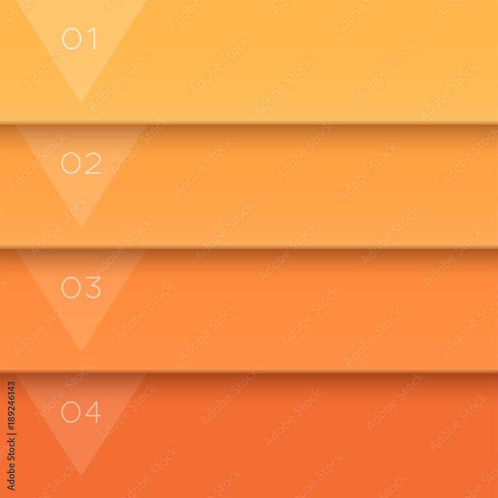 Vector 3D Orange Text Banner Page Template Steps 1 to 4 Vector 3D Orange Text Banner Page Template Steps 1 to 4