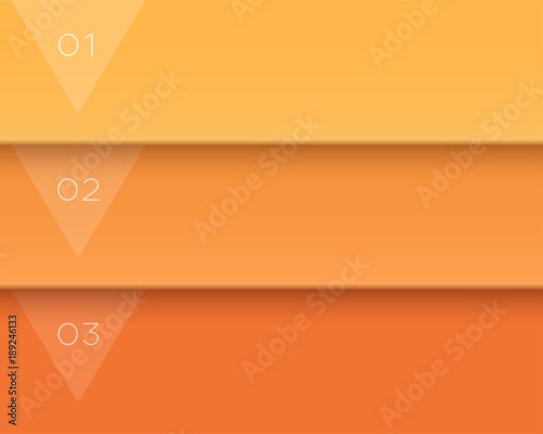 Vector 3D Orange Text Banner Page Template Steps 1 to 3
